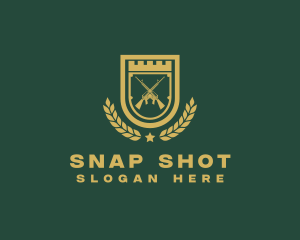 Military Rifle Shield logo design