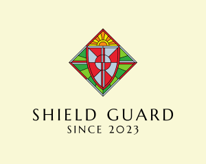 Sunrise Shield Stained Glass logo design