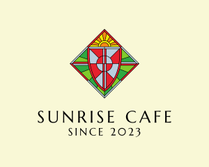 Sunrise Shield Stained Glass logo design