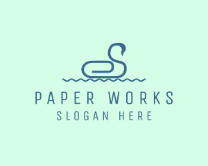 Paper Clip Swan logo design