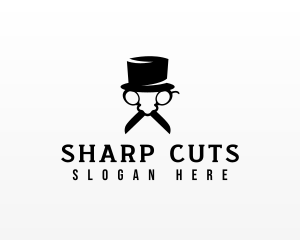 Hat Scissor Grooming logo design