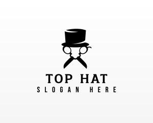 Hat Scissor Grooming logo design