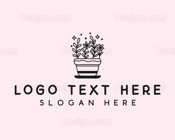 Flower Plant Pot Logo