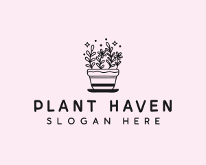 Flower Plant Pot logo design