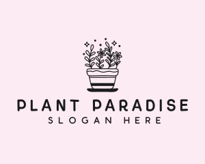 Flower Plant Pot logo design