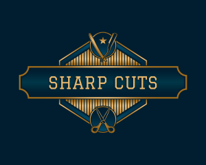 Barber Razor Scissors logo design