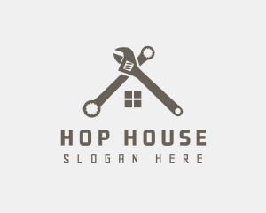 Wrench House Roof Repair logo design