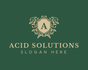 Shield Organic Wreath logo design