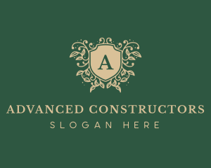 Shield Organic Wreath logo design