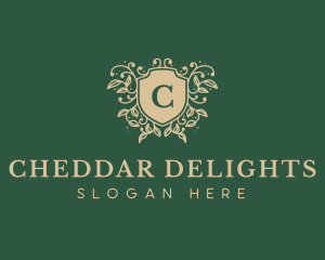 Shield Organic Wreath logo design