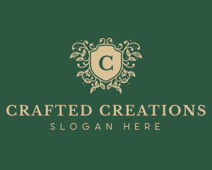 Shield Organic Wreath logo design