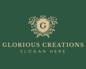 Shield Organic Wreath logo design