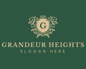 Shield Organic Wreath logo design