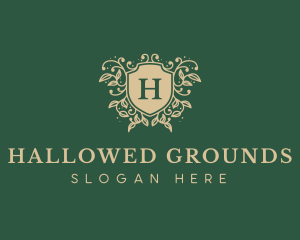 Shield Organic Wreath logo design