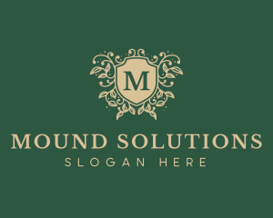 Shield Organic Wreath logo design