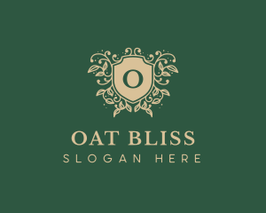 Shield Organic Wreath logo design