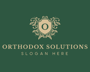 Shield Organic Wreath logo design