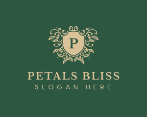 Shield Organic Wreath logo design