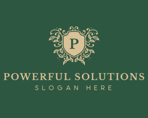 Shield Organic Wreath logo design