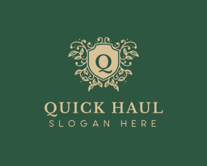 Shield Organic Wreath logo design