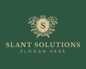 Shield Organic Wreath logo design