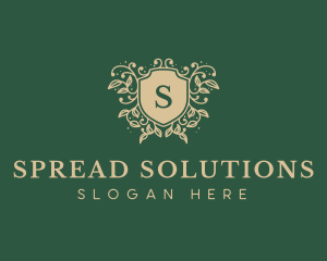 Shield Organic Wreath logo design