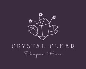 Floral Crystal Gemstone logo design