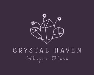 Floral Crystal Gemstone logo design