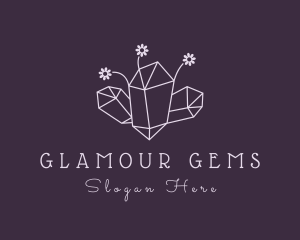 Floral Crystal Gemstone logo design