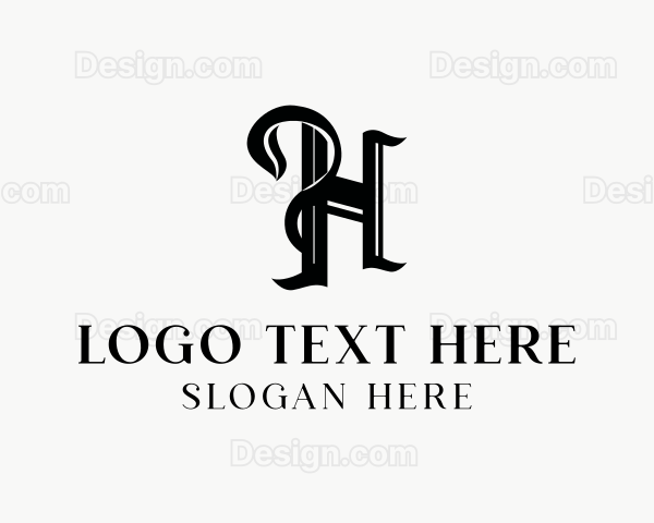 Simple Elegant Calligraphy Letter H Logo