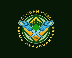 Logging Chainsaw Woodwork Logo