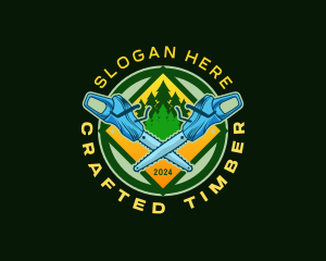 Logging Chainsaw Woodwork logo design