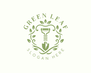 Floral Lawn Shovel logo design