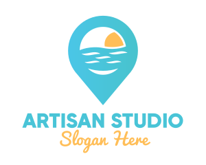 Cyan Beach Pin logo design