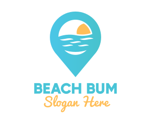 Cyan Beach Pin logo design