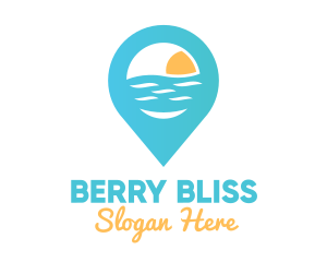 Cyan Beach Pin logo design