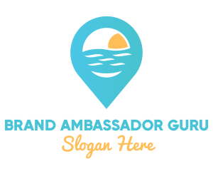 Cyan Beach Pin logo design