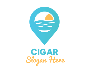 Cyan Beach Pin logo design