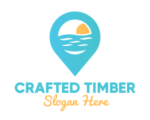 Cyan Beach Pin logo design