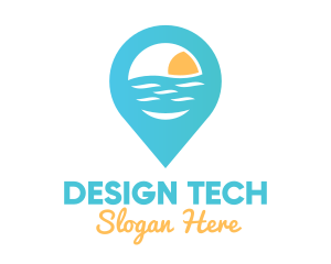 Cyan Beach Pin logo design