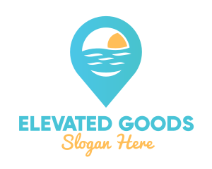 Cyan Beach Pin logo design