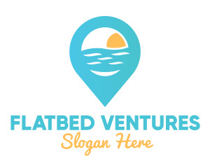 Cyan Beach Pin logo design