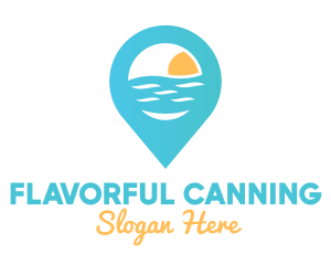 Cyan Beach Pin logo design