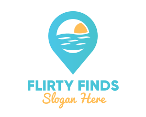 Cyan Beach Pin logo design