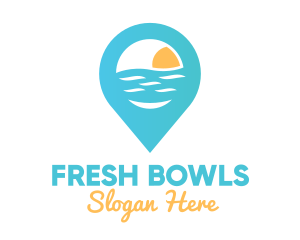 Cyan Beach Pin logo design