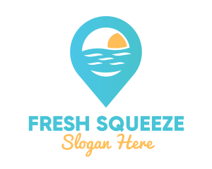 Cyan Beach Pin logo design