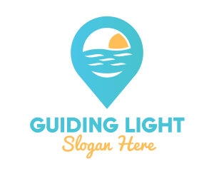 Cyan Beach Pin logo design