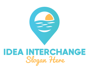 Cyan Beach Pin logo design