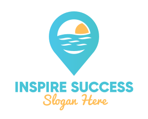 Cyan Beach Pin logo design