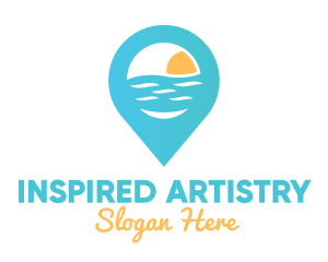 Cyan Beach Pin logo design